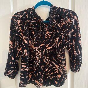 Sanctuary NWT Off Shoulder Orange/Black Leaf Print Flowy Top 3/4 sleeves small
